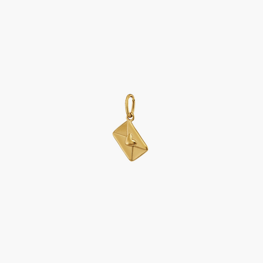 love letter charm gold product picture on white background