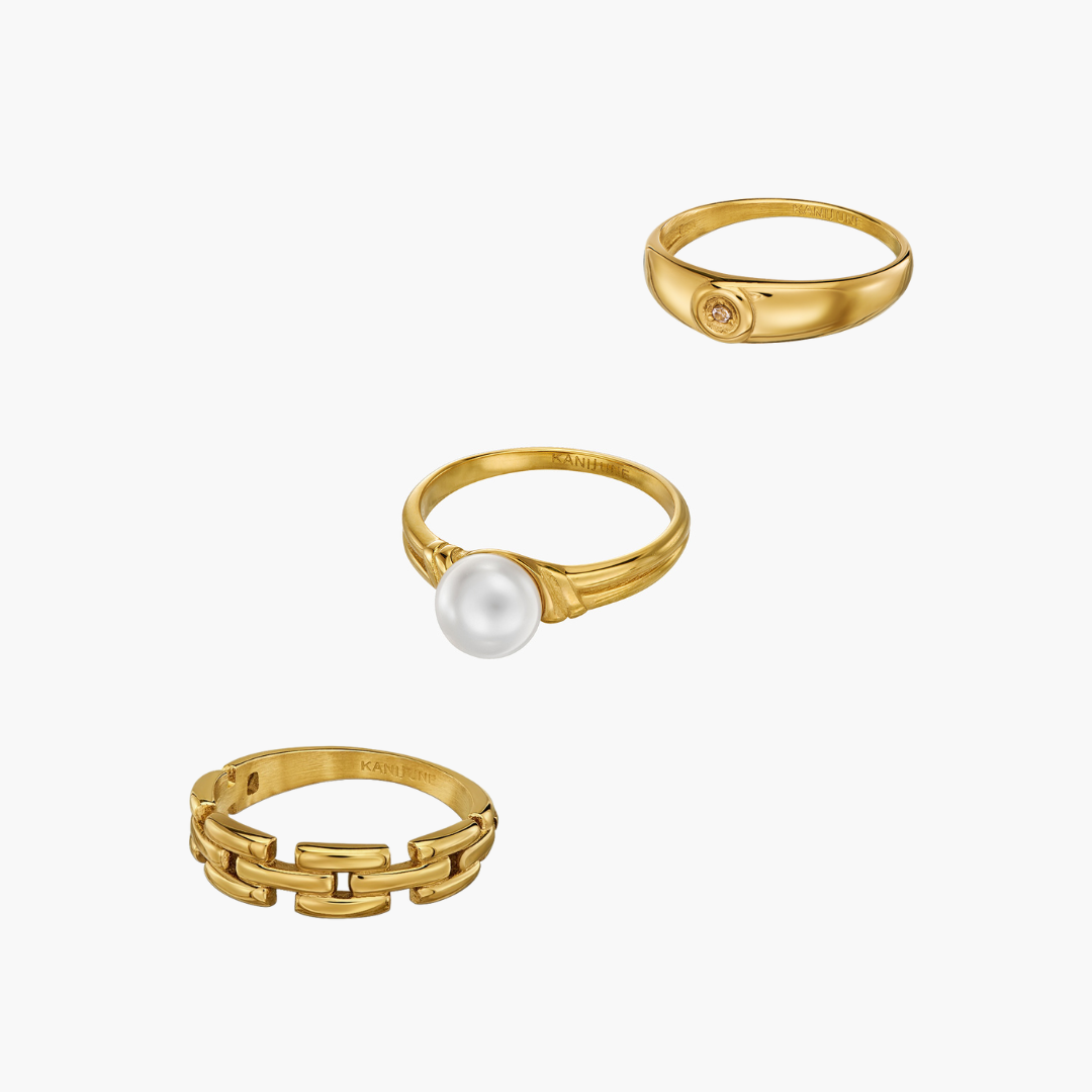 gigi, pearl und riva ring product picture weißer Hintergrund