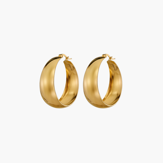 golden bella hoops, big hoops product picture with white background