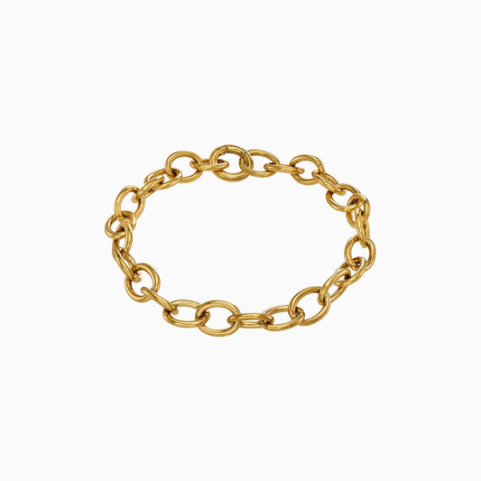oval bracelet in gold product picture on white background