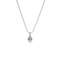 silver strawberry necklace on white background